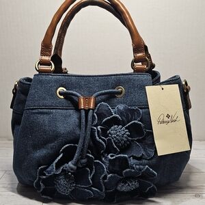 Patricia Nash Blue Denim Floral Handbag
